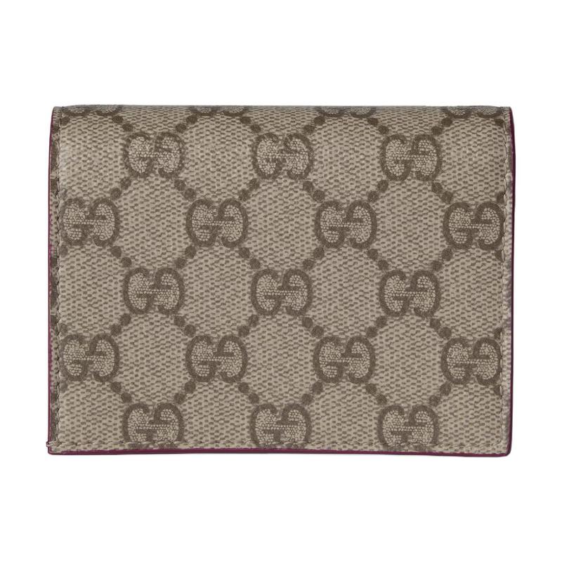 Gucci Animal print snap closure coated fabric wallet mini women's beige and dark brown