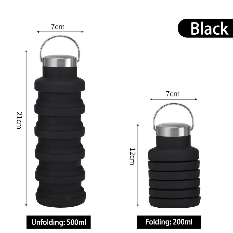 Collapsible Silicone Water Bottle, Leakproof Portable Sports Bottle for Travel & Hiking