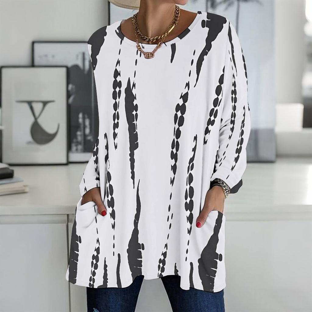 Plus Size Ladies V Neck Long Sleeve Blouse Soft Loose Tops For Daily Shopping And Indoor Relaxation