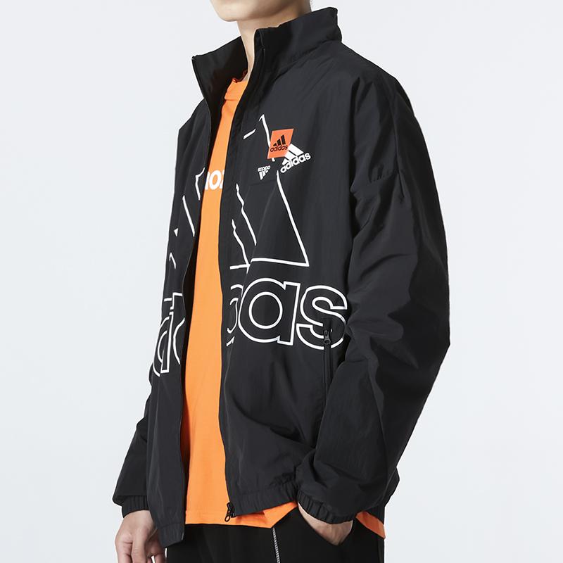 adidas Mh Bp3 Großes Logo Sportlich Lässig Webjacke Herren Oberbekleidung Schwarz HP1433