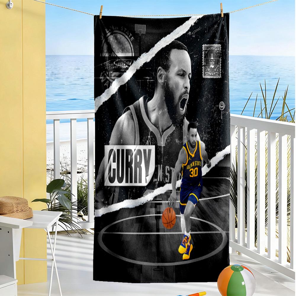 Telo da Spiaggia Golden State Warriors Curry Asciugatura Rapida Morbido Microfibra Confortevole Leggero Adatto per Nuoto, Palestra, Campeggio, Yoga Vacanza