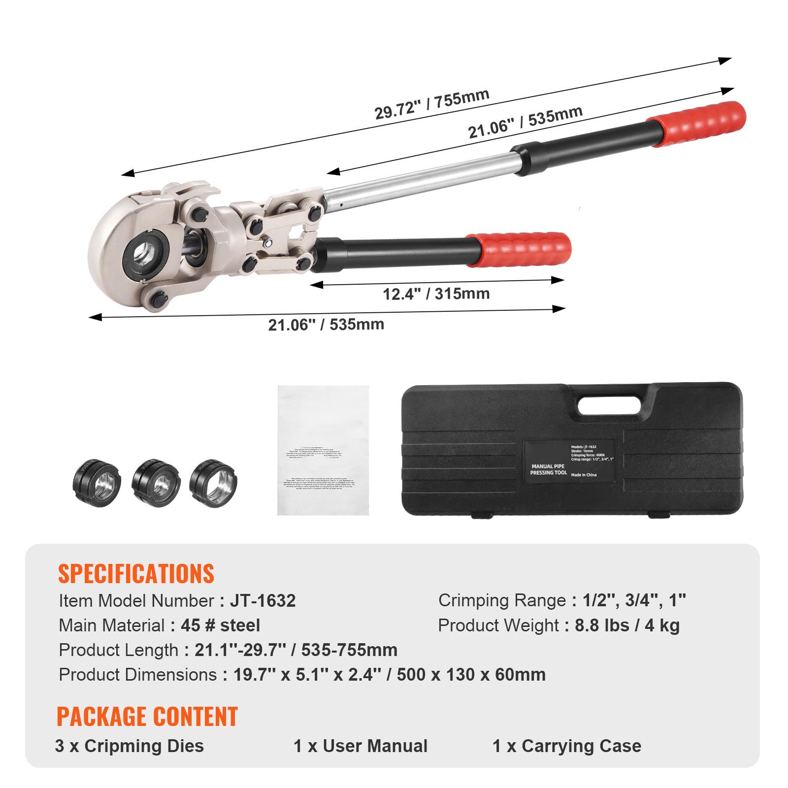 

SucceBuy Инструмент для обжима водопроводных труб Набор обжимных фитингов для труб Быстросменные губки Вращающийся обжимной инструмент для труб PEX, алюминиевых, пластиковых