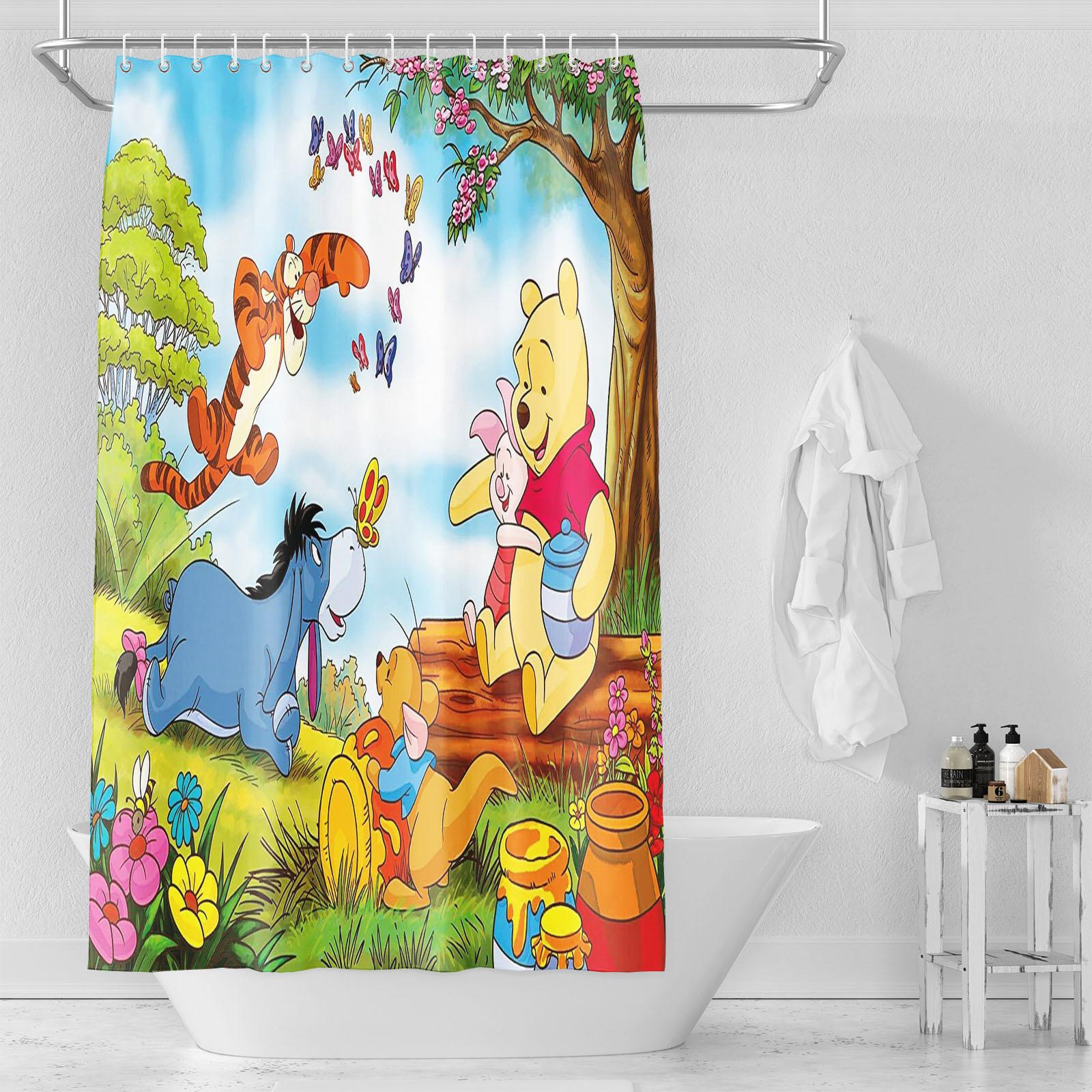 

Winnie The Pooh Anime Shower Curtain Cute Bath Waterproof Curtains For Living Room Luxury Set Screen Bathroom Accessories Sets W60H190(CM)-1 Pcs