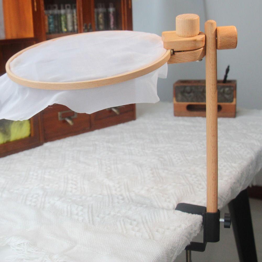 360 Degree Rotation Embroidery Frame Lap Stand Beech Wood Cross Stitch Rack Desktop Use