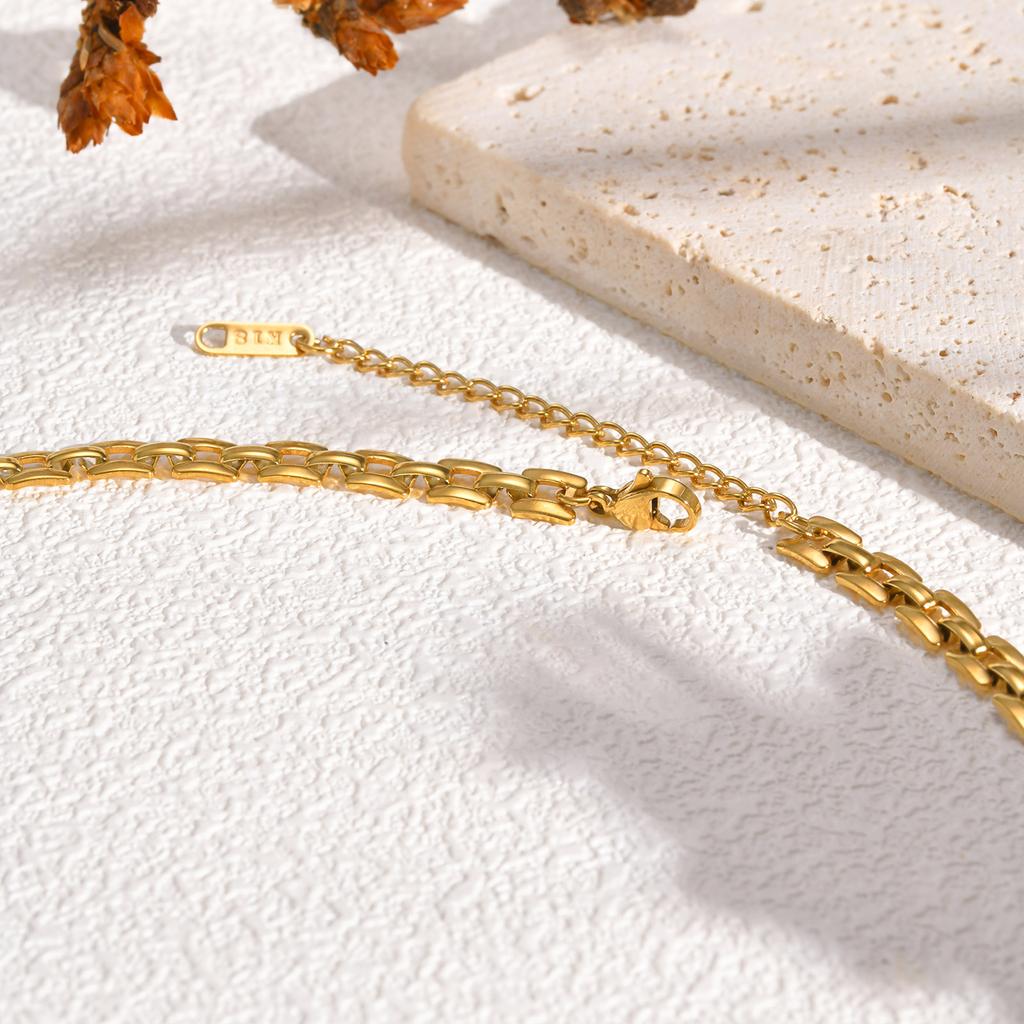 Punk Strap Chain Necklace for Women,Stainless Steel Gold Color Retro Street Trend Necklaces,Fashion Jewelry Gift