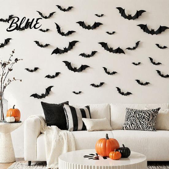 Halloween Gift for Friends 3D Bats Wall Decor Black Bat Stickers Waterproof Plastic Decals Scary DIY Room Decal Indoor Party Supplies Decorative