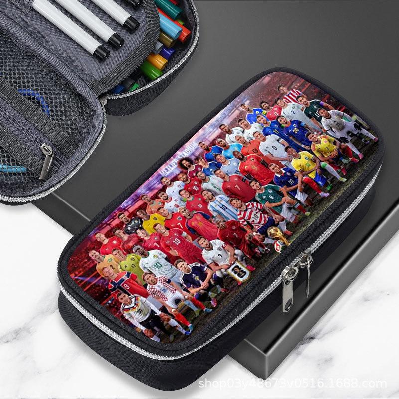 Large Capacity 2026 World Cup Pencil Case: Featuring Ronaldo, Messi, Haaland & Mbappé