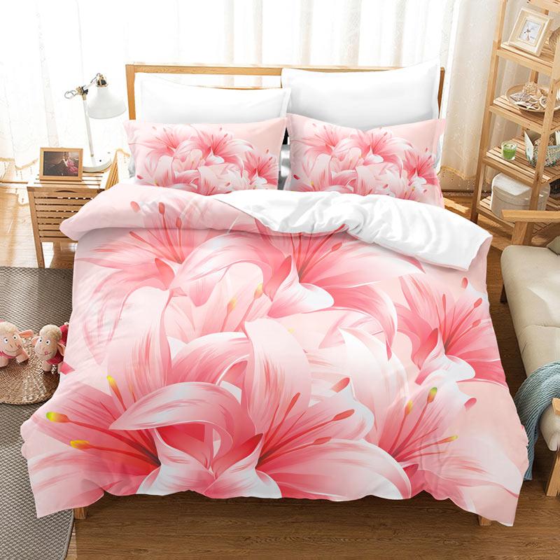 Pink Rose Duvet Cover Set Romantic Themed Valentine's Day Mother's Day Gift Bedding Set Queen King Size Polyester Quilt Cover