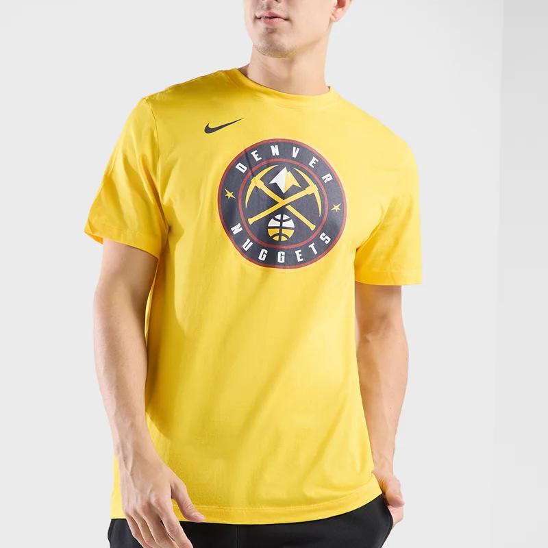 Nike NBA Denver Nuggets Essential Letter Print Simple Round Neck Short Sleeve T-Shirt Men Tops Yellow FJ0236-728