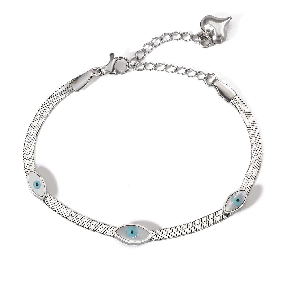 Bracelet Chaîne Serpent en Acier Titane Œil Maléfique Simple Polyvalent Bijoux de Mode