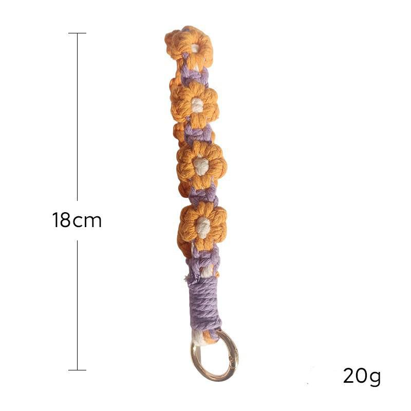 Flower Keychain Hand Woven Daisy Bracelet Pendant Bohemian Style Charm for Phone Bag Backpack Fashion Gift