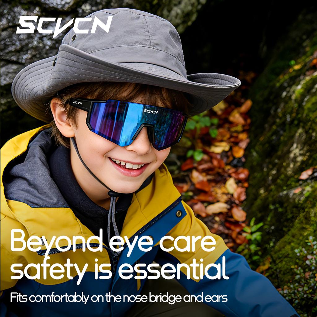 SCVCN Kinder Sportbrille Kinder Rennrad Radsport Brillen Photochrome UV400 Schutzbrillen Outdoor Radfahren Teenager Sonnenbrillen