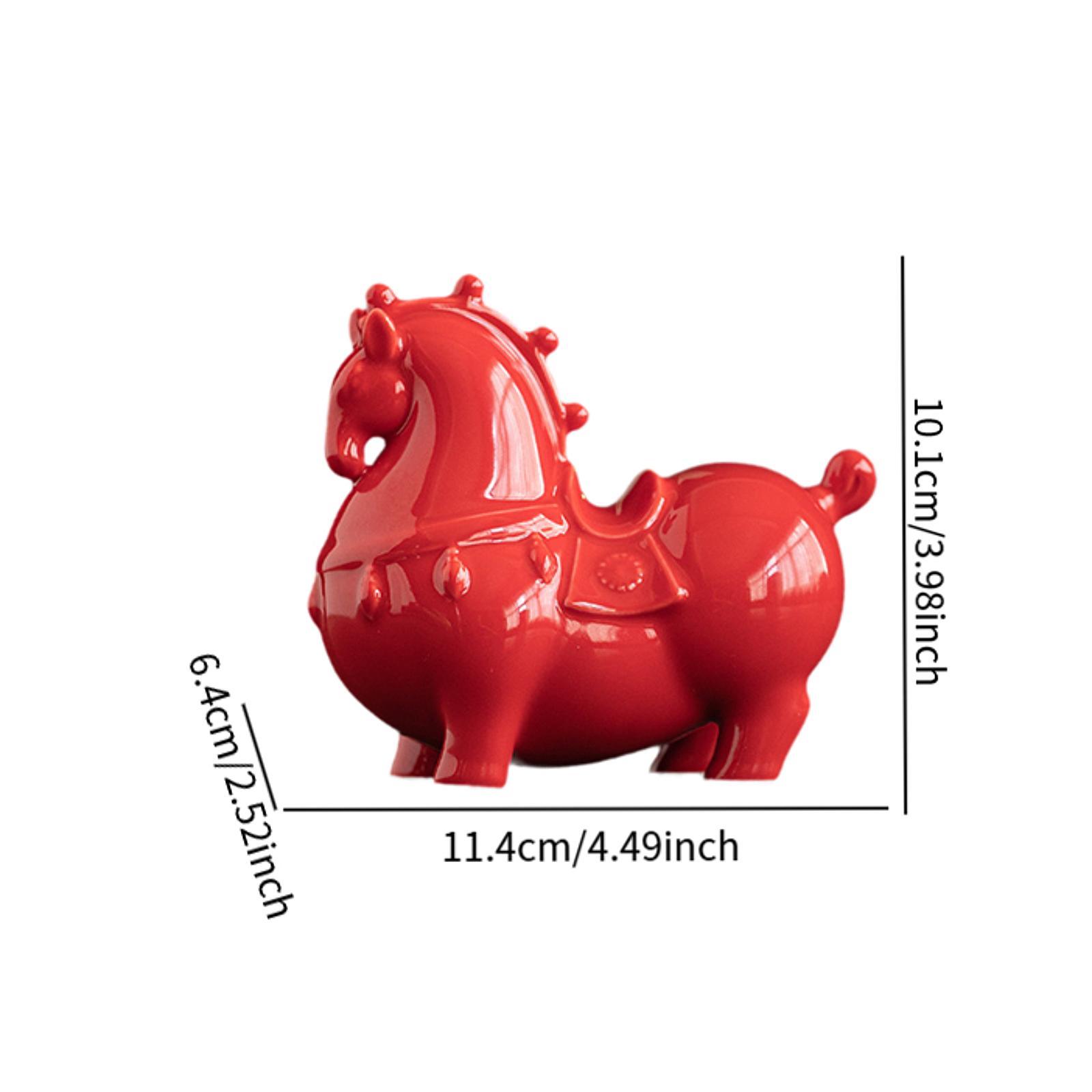 Handmade Blessing Ceramic Horse Statue Zodiac Figurine for Bedroom Cabinet Luxury Decoration Ornament красный