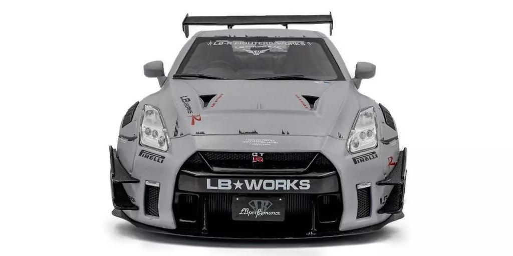 SOLIDO Scale Nissan Liberty Walk Body Kit Type with Kato Finished S1805821 1/18 GT-R (R35) 2.0 (Gray) Figure, Product,