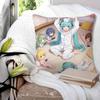 Hatsune Miku Print Short Plush Throw Pillow/Sofa Cushion/Simple Nap Mat/Office Lumbar Support Cushion, Anime Home Decor