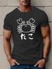 Cute Line Drawing Crab And Japanese Word Front Graphic Print Unisexs Crew Neck Short Sleeve Tee Casual Daily Soft Basic Wear Top