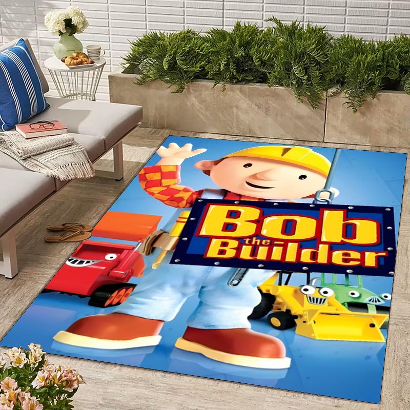 Bob the Build Design Area Rug - Non-Slip, Soft & Cozy Floor Mat for Living Room, Bedroom, Office - Indoor/Outdoor Decorative Carpet