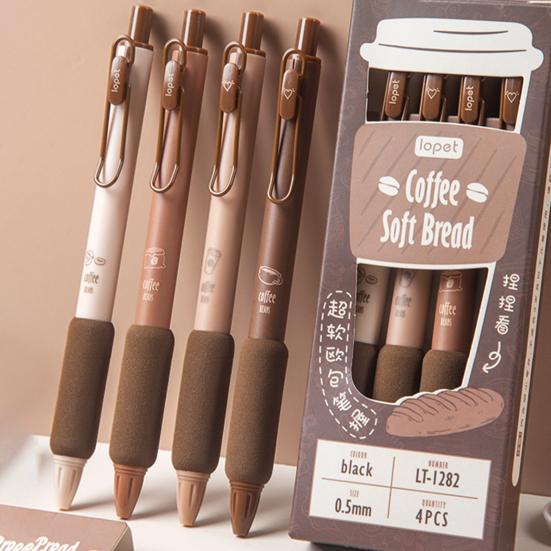 4 pezzi penna gel ST pennino da 0,5 mm modello caffè stampa firma cancelleria ufficio divertente penna a sfera forniture per studenti