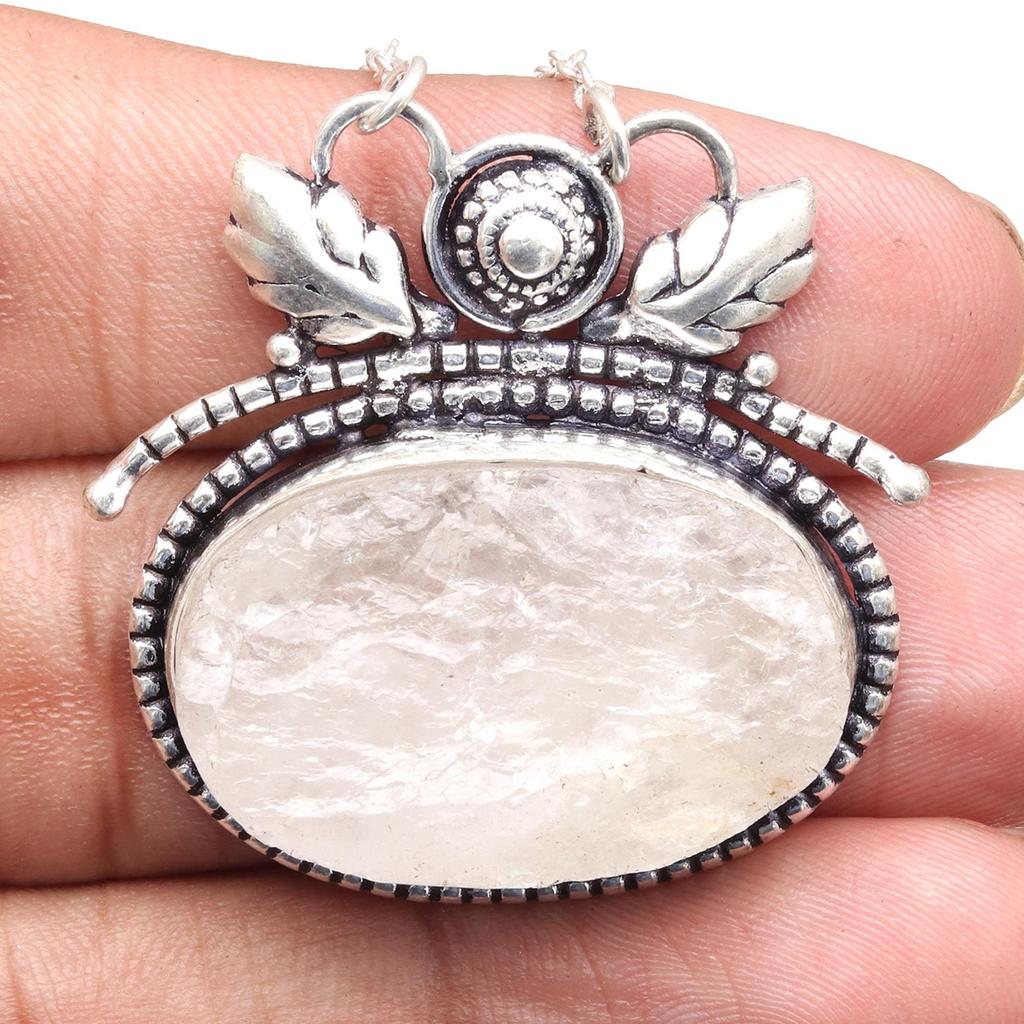 Rose Quartz  Drusy Gemstone Mother's Day Jewelry Necklace 20 In