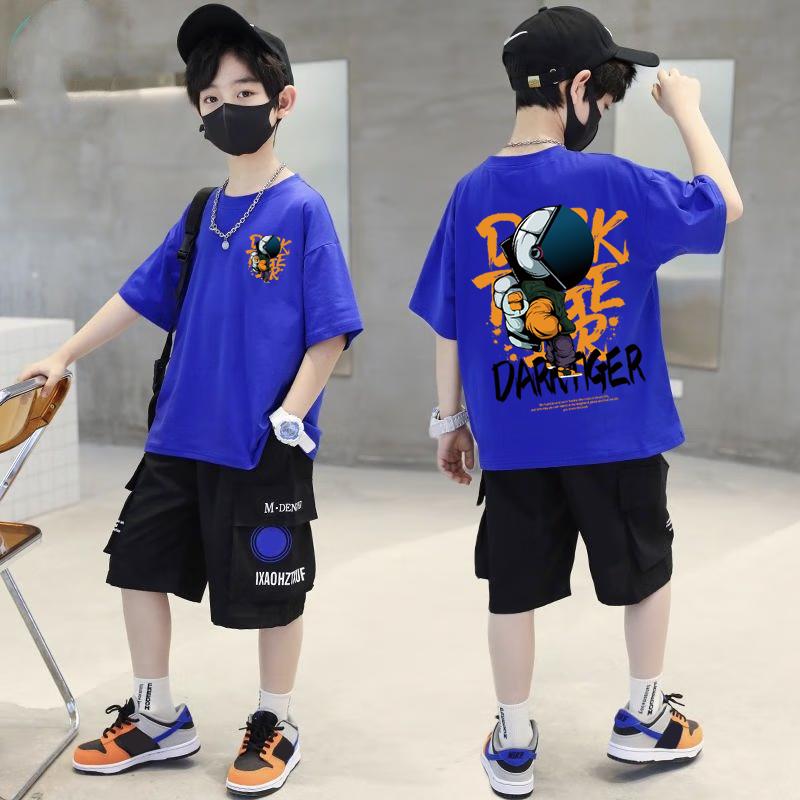 Summer children's clothing astronaut cartoon printed T-shirt street top children's boy and girl clothes short sleeved T-shirt