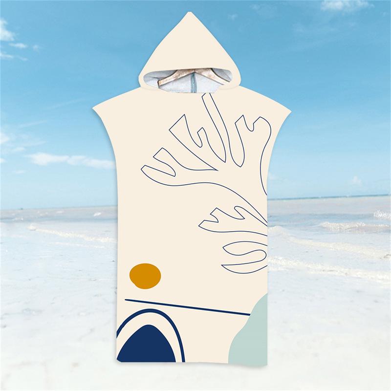 Microfiber Quick-Dry Hooded Beach Poncho Bathrobe for Adults