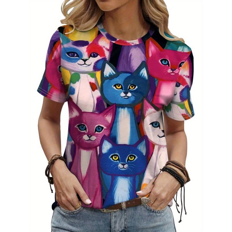 

Летняя женская футболка с цветочным принтом, V-образным вырезом и коротким рукавом, уличный повседневный топ, одежда, несколько стилей и размеров на выбор 6XL