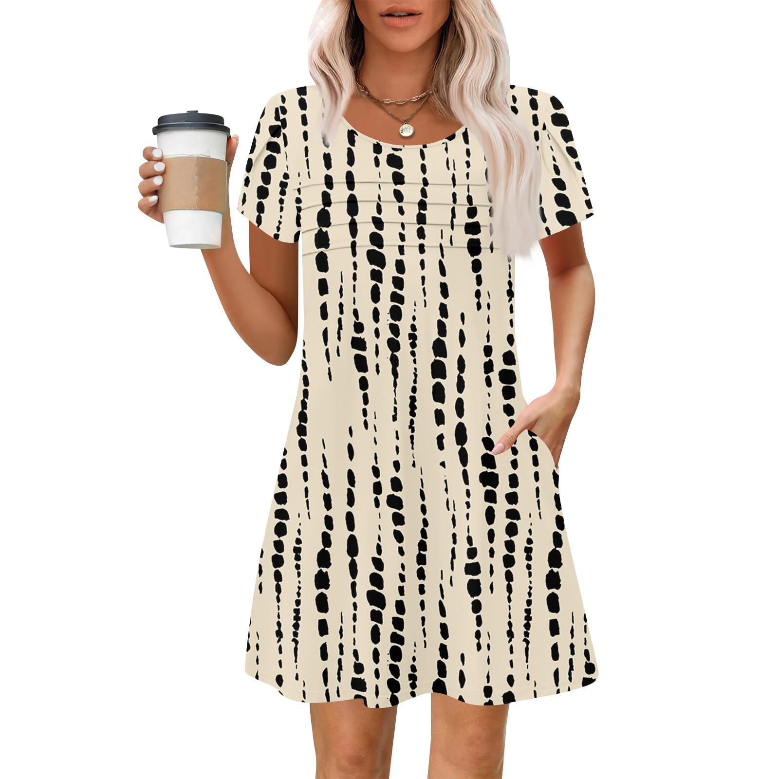 

Женские летние повседневные лепестковые узкие полосатые плиссированные однотонные платья L бежевый