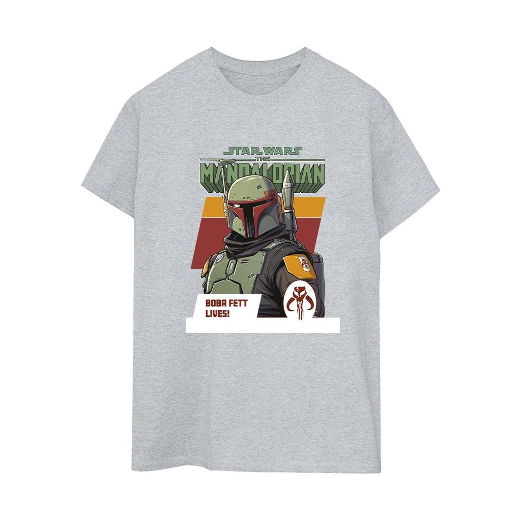 Star Wars Womens/Ladies The Mandalorian Boba Fett Lives Cotton Boyfriend T-Shirt