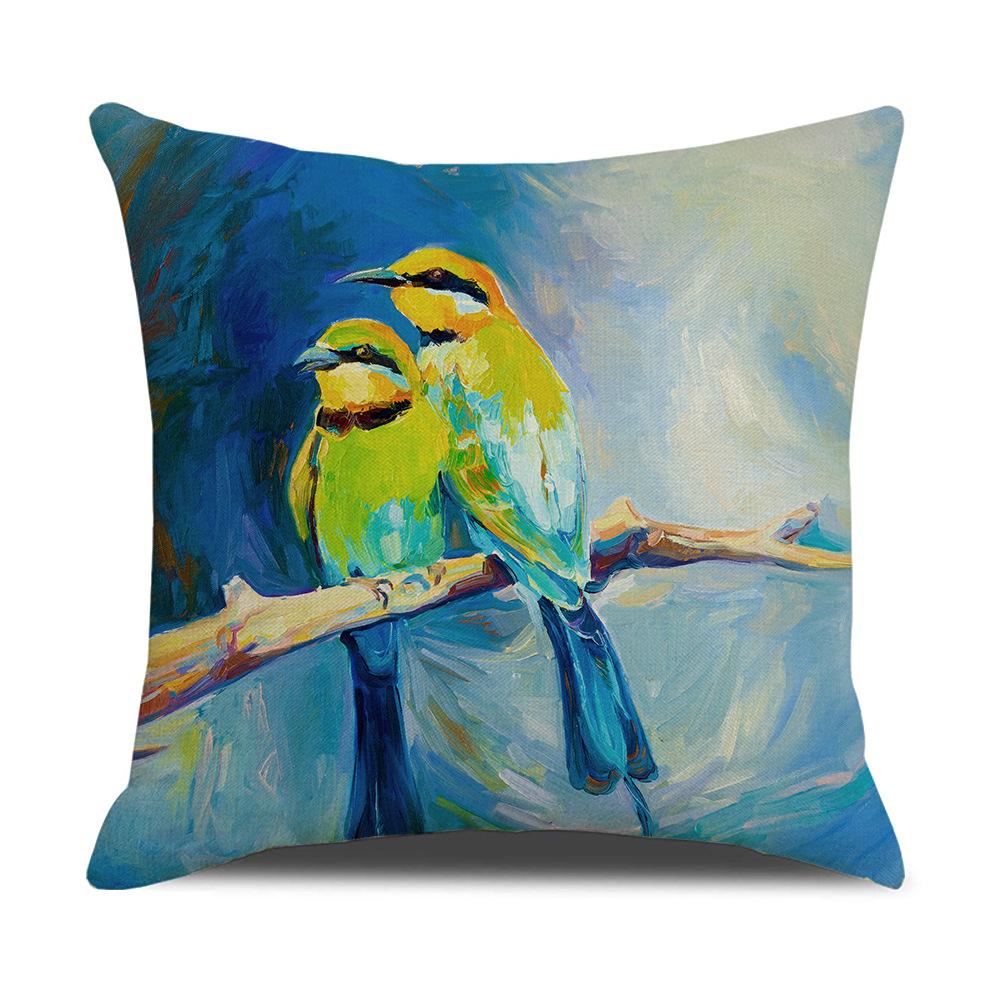 Watercolor Bird Cushion Cover Pillowcase Home Decor Office Sofa Pillowcase Home Decor Pillowcase