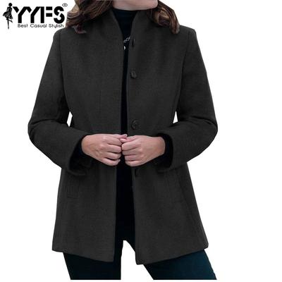 Women's Fashion Casual Solid Color Print Autumn Winter Long Sleeve Jackets & Coats
