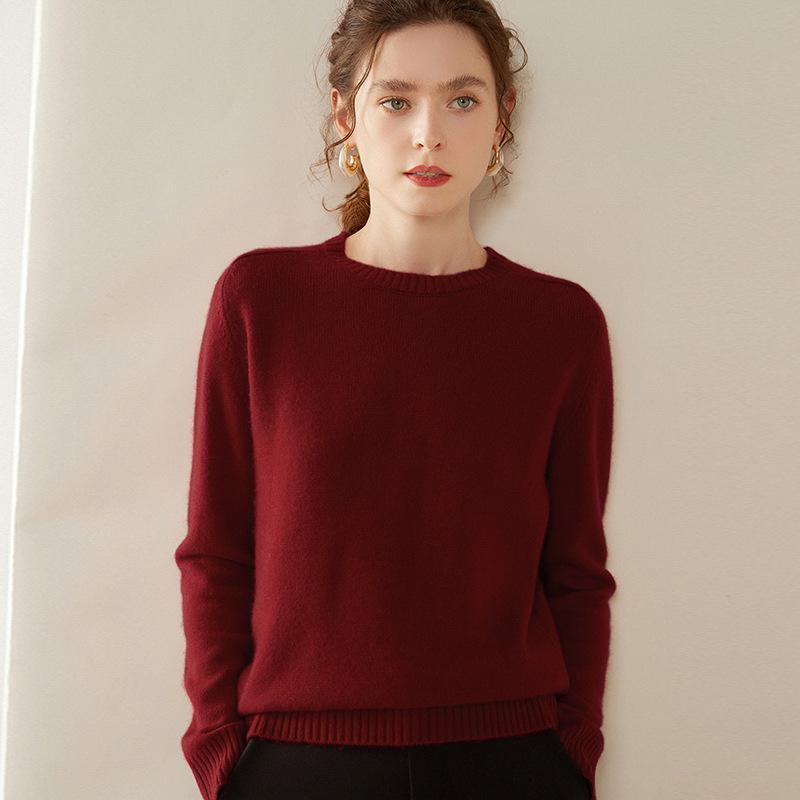 Women's Cashmere Knit Sweater: Cozy Loose-Fit Round Neck for Autumn/Winter