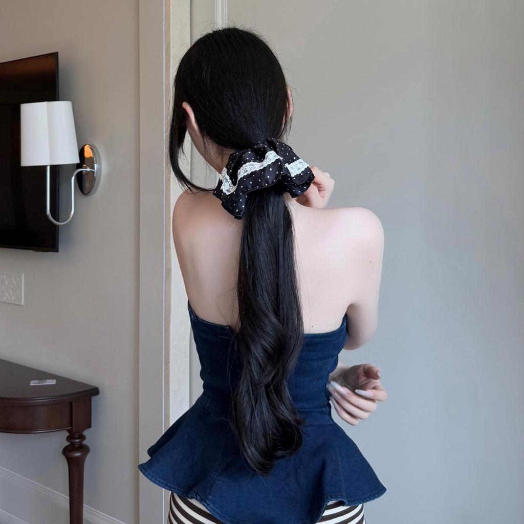 Elegant Double Layer French Pleated Scrunchie Hair Tie - Wedding & Bride Accessory