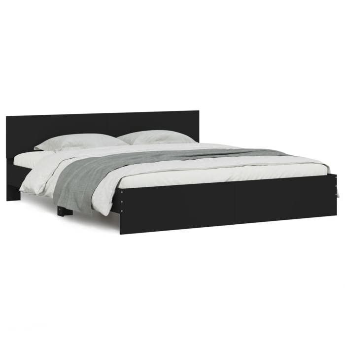 VidaXL Bed Frame with Headboard Black 200x200 Cm 3207456