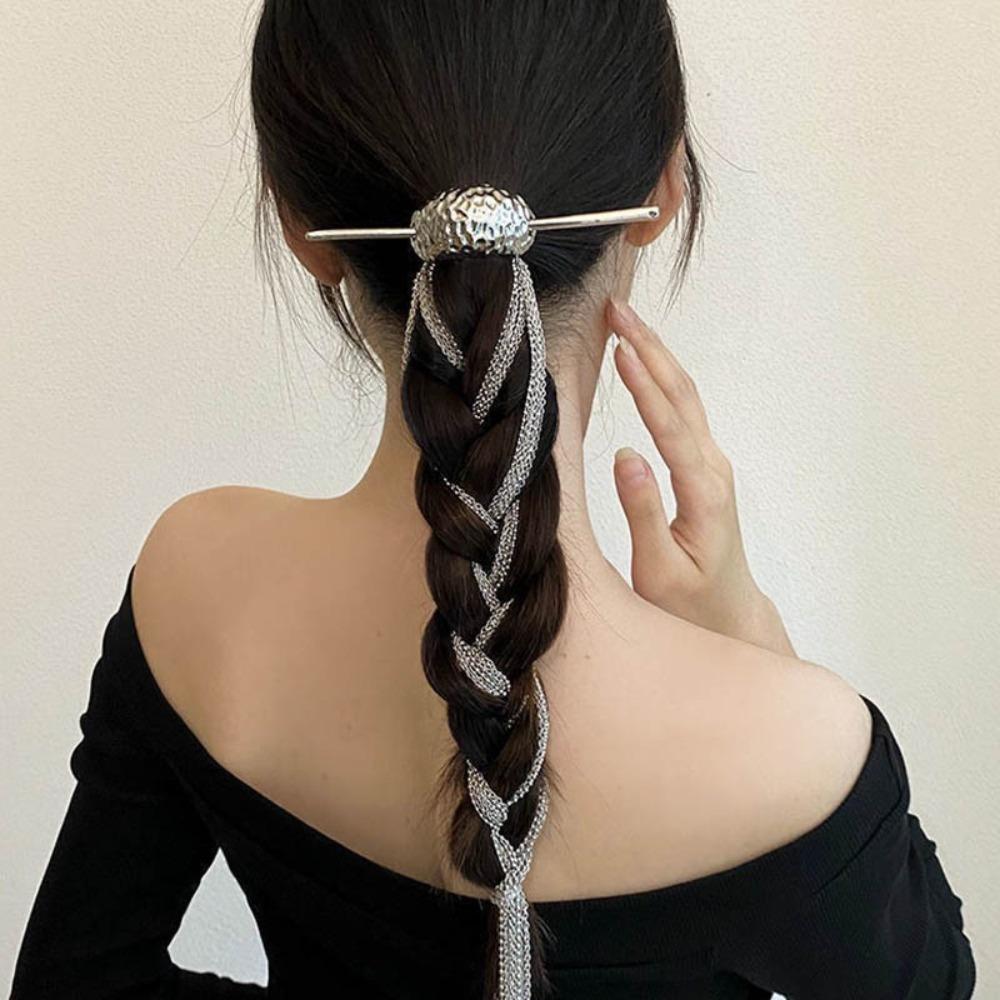 New Chinese Style Personality Sliver Color Long Tassels Hairpin for Women Temperament Hair Jewelry Versatile Hair Accessory Gift