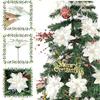 10 Stück Weihnachten Künstliche Blumen Stoffmaterial Rot Silber Gold DIY Kranz Anhänger Reißfest Noel Dekorationen