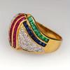 European and American Fashion Color Inlaid Zircon Wide Face Women's Ring,  Heavy Industry Holiday Accessory Gift