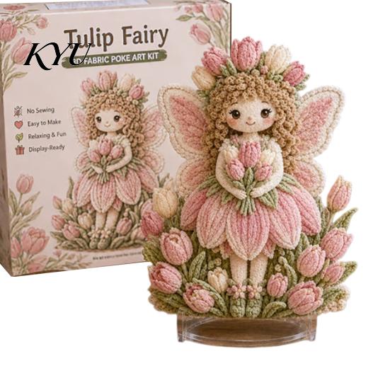 Einzigartiges Weihnachtsgeschenk für Sie Blumenfee Stoff-Poke-Art-Set, 3D-Puppe Stanzen Bastelbedarf Anfänger Nadelstickerei Bastelset Erwachsene,