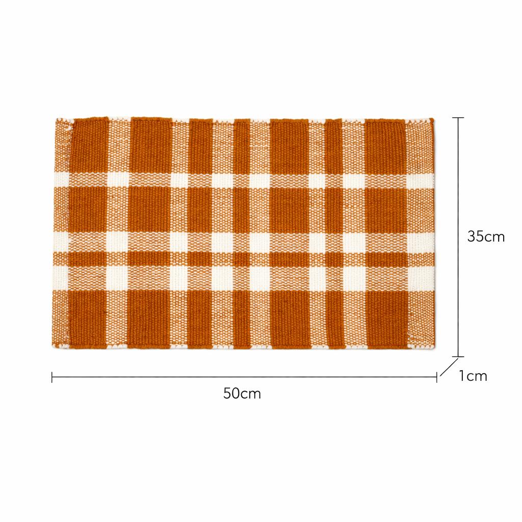 Gold Checker Stripe Placemat -Durable Polyester Table Mat for Elegant Dining