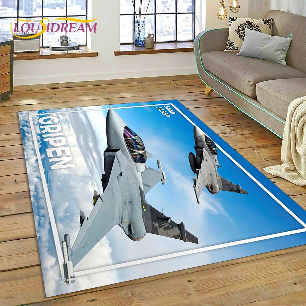 3D Flygvapnets Jaktplan Spitfire Flygplan Matta för Hem Vardagsrum Sovrum Soffa Dörrmatta Dekor, Barnområdesmatta Halkfri Matta