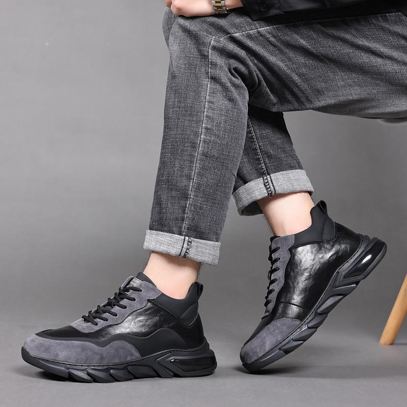 2025 winter new leather wool men's cotton shoes velvet warm student sports leisure fashion leather shoes men's shoes