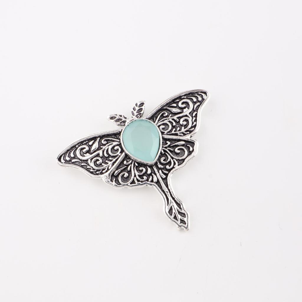 Aqua Chalcedony Gemstone 925 Sterling Silver Jewelry Butterfly Boho Pendant1.2" CP-31-21