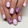 24 Pcs Short Square Stick On Nail Glossy Full Cover False Nail Purple Press On Nail Manicures Supplies for Woman