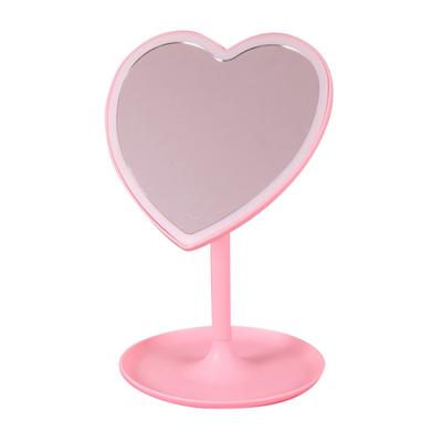 Specchio da Trucco LED a Forma di Cuore con Illuminazione a 3 Colori e Supporto da Tavolo Ricaricabile Specchietto per Cosmetici Portatile Illuminato