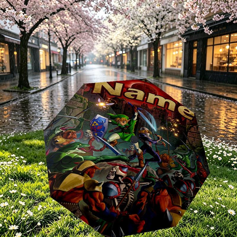 Custom Name Personalized Teenage Mutant Ninja Turtles Print Umbrella, Auto Open Close, 8‑Rib Sturdy Frame, Commute Camping Hiking Use, Birthday Gift