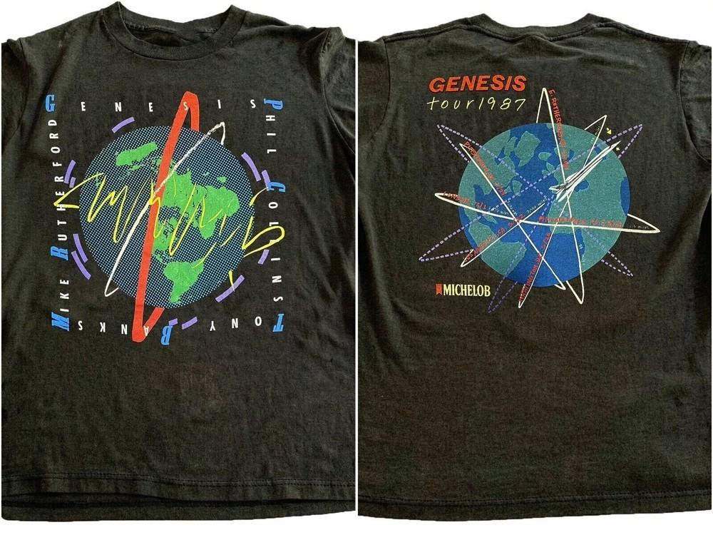

Genesis Tour 1987 Band 2 Side Black Short Sleeve Unisex T shirt Reprint S-5XL Unisex T-Shirt L