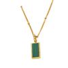 Women Simple Square Pendant Necklace with Removable Charm and Shell Inlay On Sturdy Stainless Steel Chain