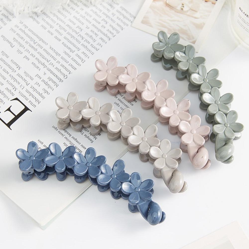 Plastic Flower Banana Clips Plum Blossom Ponytail Holder Fashion Accessories Vertical Clip  School
