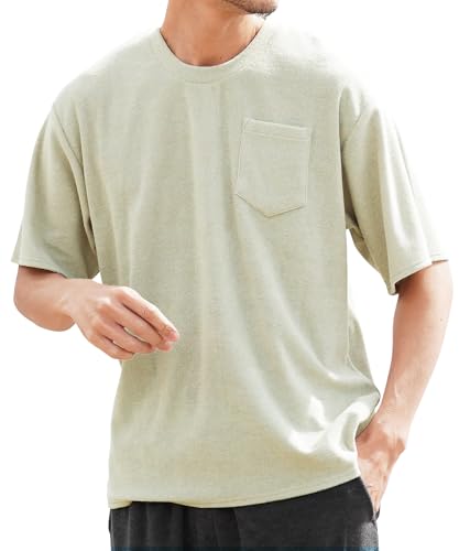 [JIGGYS SHOP] JIGGYS SHOP Multi-Pile T-Shirt | XL, Greige, Cool to the Touch, UV Protection, Room Wear, Sports, Gym Wear, Beach Wear, Long Sleeves, Ma