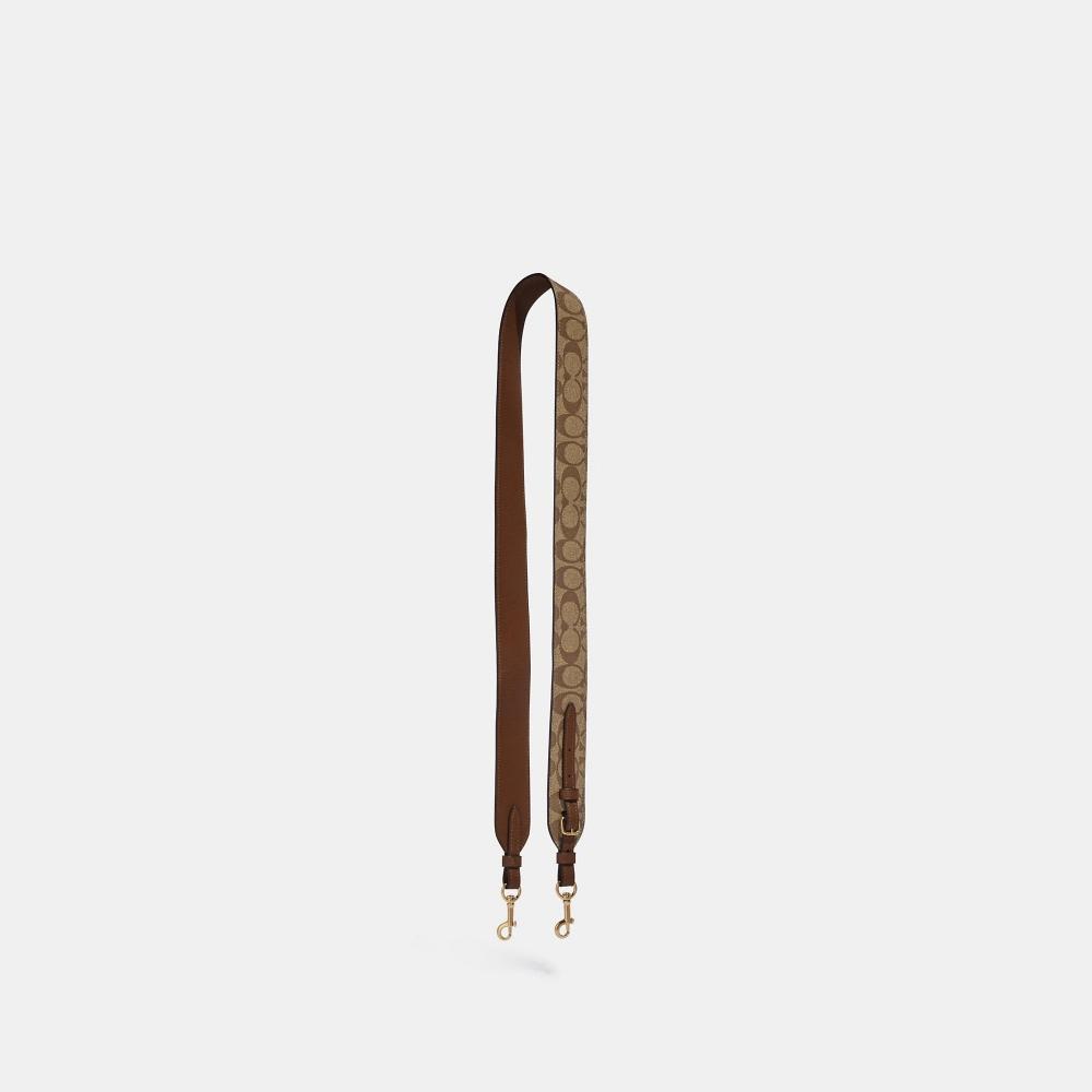 

Седло Coach Strap In Signature Canvas золотого цвета хаки