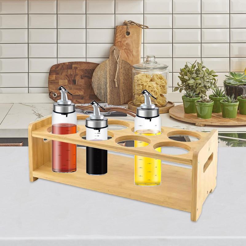 Kitchen Bottle Storage Rack 8 Holes Kitchen Countertop Seasoning Stand Organizer Space Saving Seasoning Bottle Stand For Oil